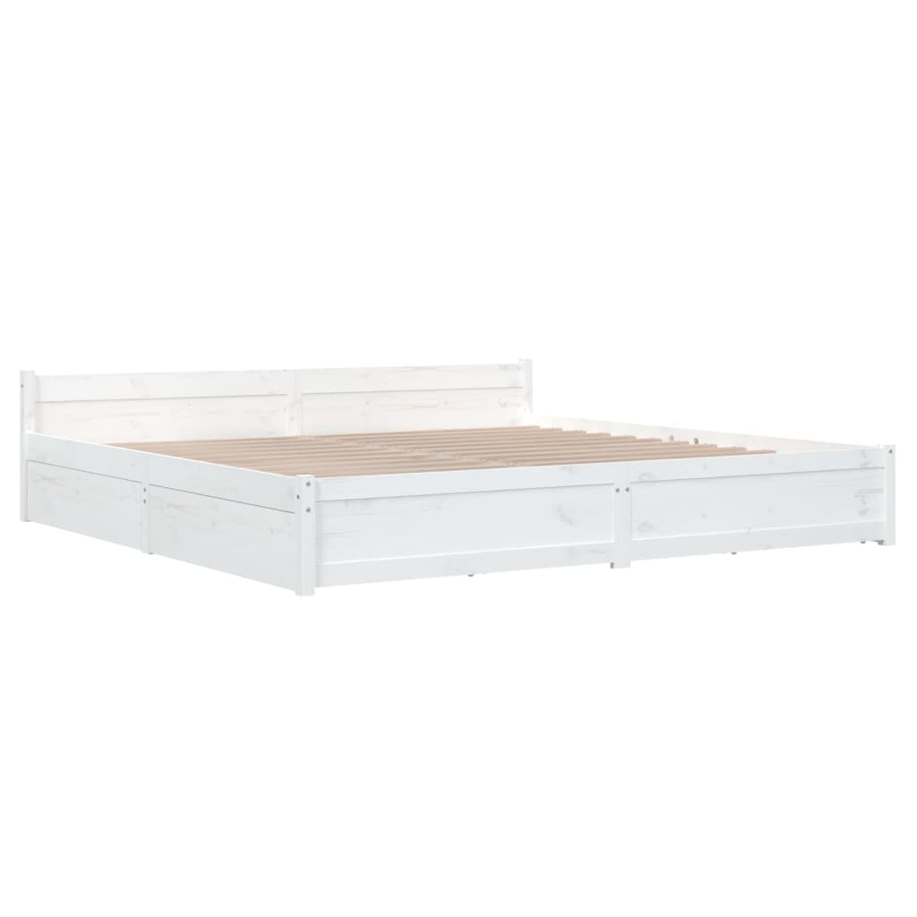Bed Frame without Mattress with Drawers White Super King