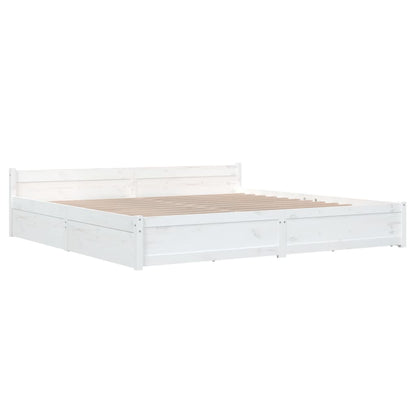 Bed Frame without Mattress with Drawers White Super King