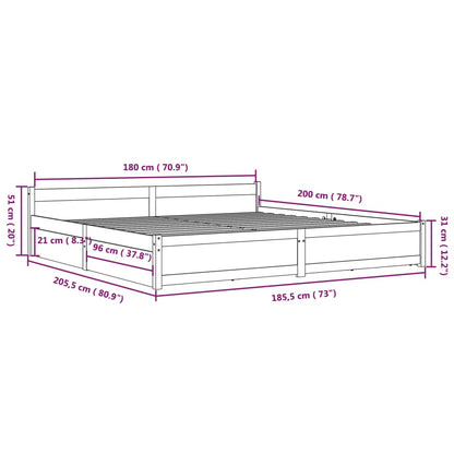 Bed Frame without Mattress with Drawers White Super King