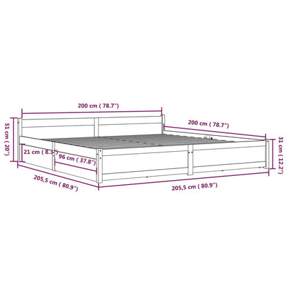 Bed Frame without Mattress with Drawers 200x200 cm