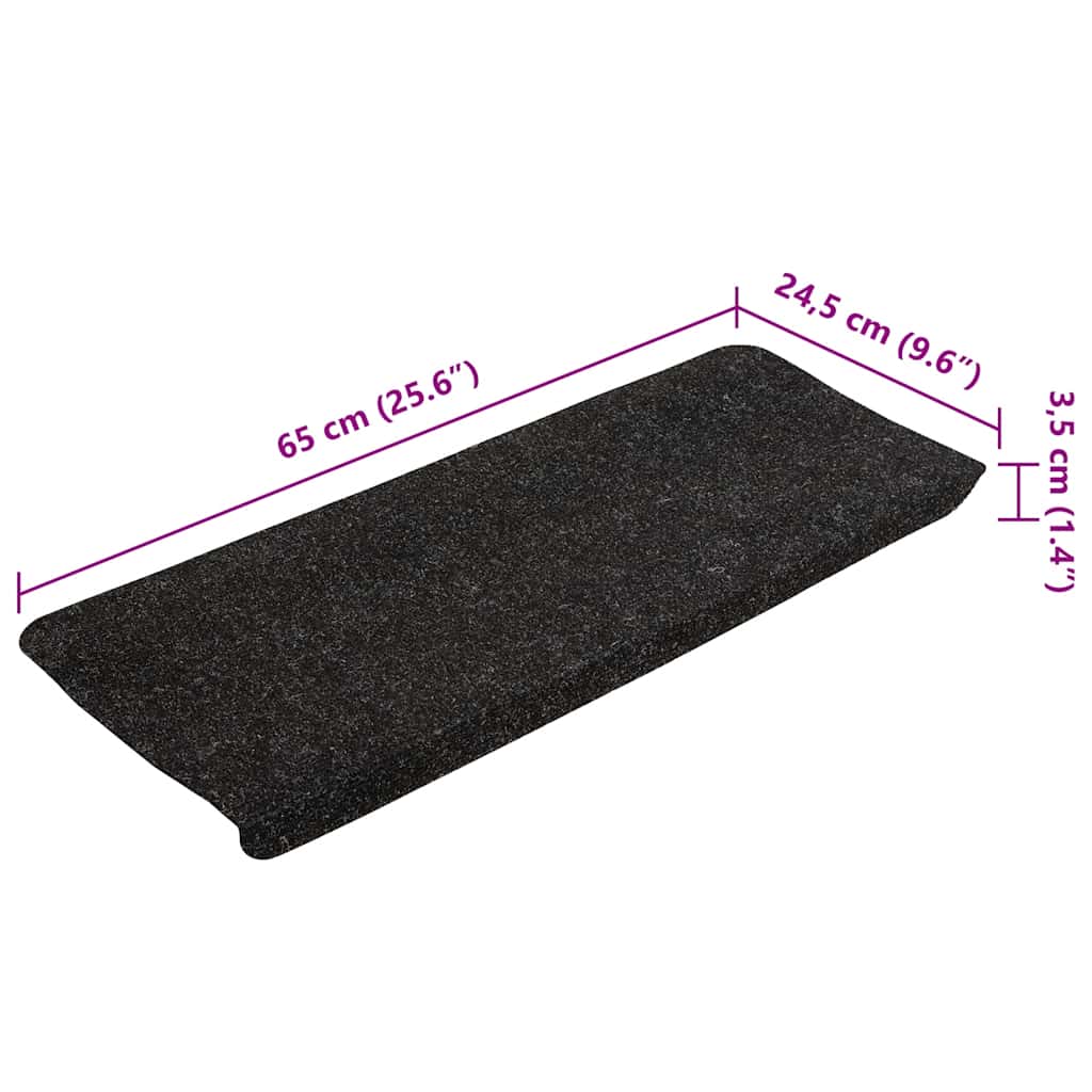 Stair Mats Self-adhesive 15 pcs 65x24.5x3.5 cm Anthracite