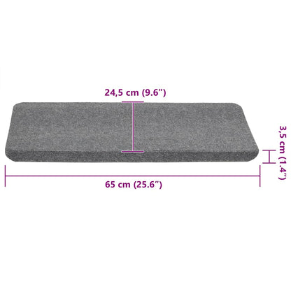 Stair Mats Self-adhesive 15 pcs 65x24.5x3.5 cm Grey