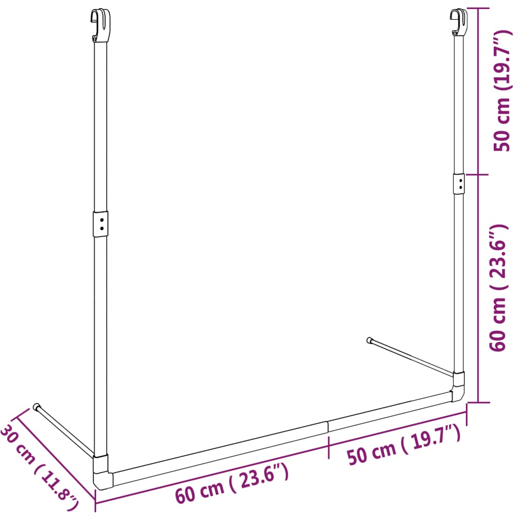 Telescopic Wardrobe Hanging Rail Silver