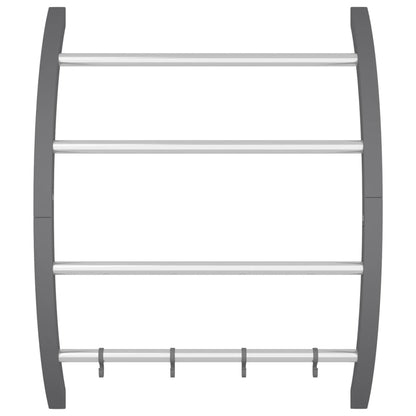 Towel Rack with Hooks Silver 56x16x72 cm Aluminium