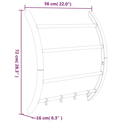 Towel Rack with Hooks Silver 56x16x72 cm Aluminium