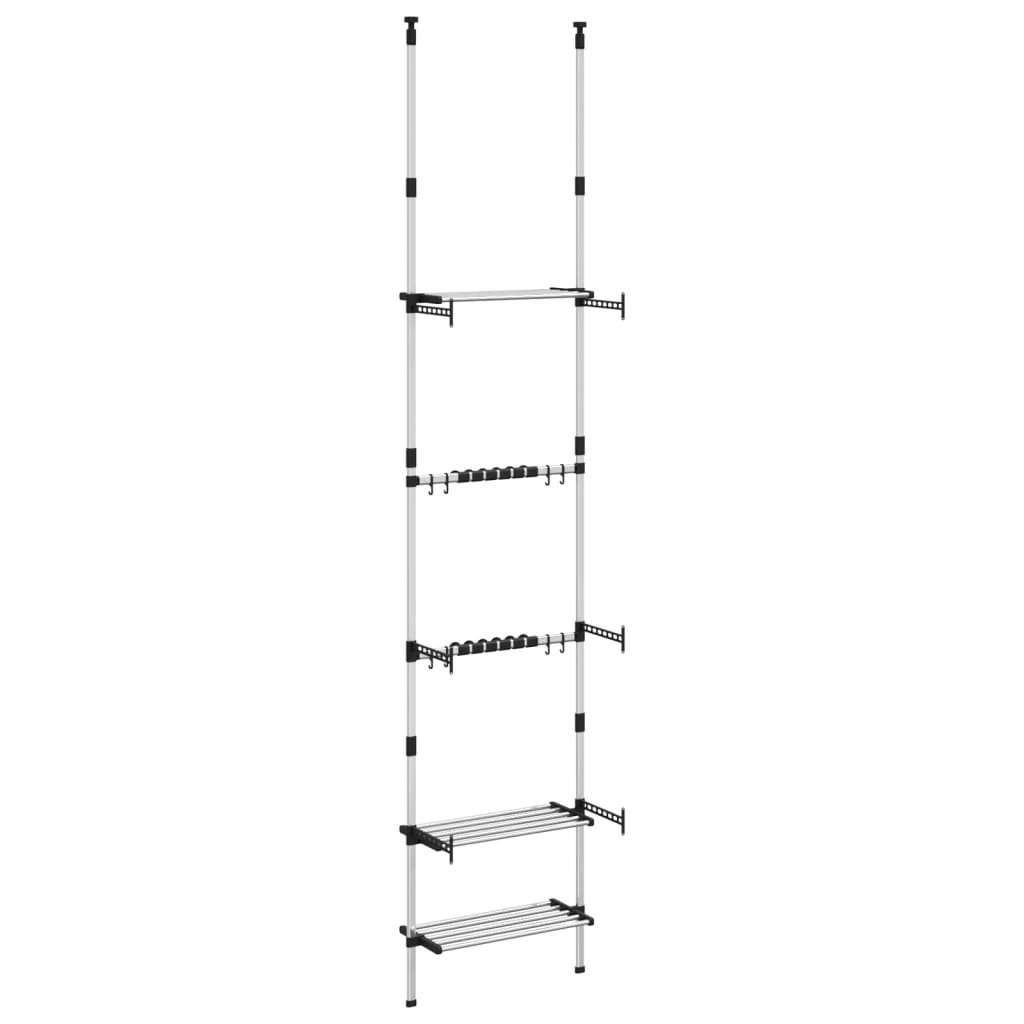 Telescopic Garden Rack with 3 Shelves Silver Aluminium
