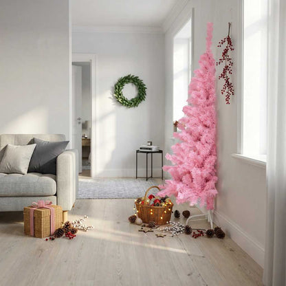 Artificial Half Christmas Tree with Stand Pink 180 cm PVC