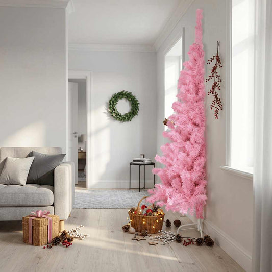 Artificial Half Christmas Tree with Stand Pink 240 cm PVC