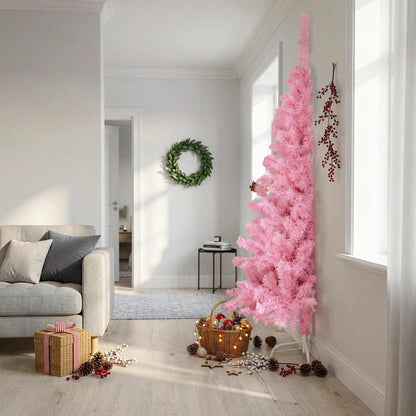 Artificial Half Christmas Tree with Stand Pink 240 cm PVC