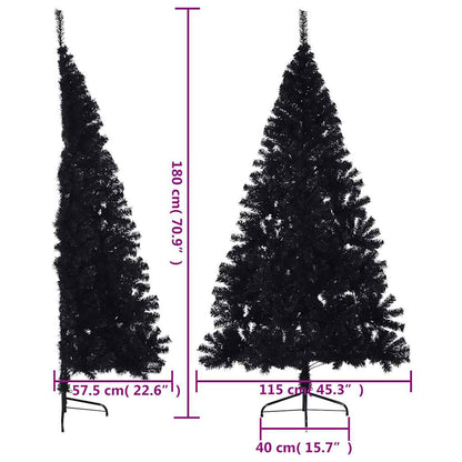 Artificial Half Christmas Tree with Stand Black 180 cm PVC
