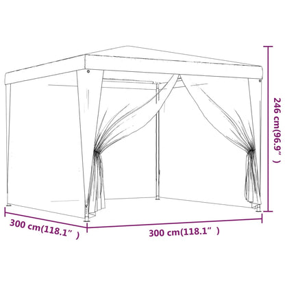 Party Tent with 4 Mesh Sidewalls Green 3x3 m HDPE