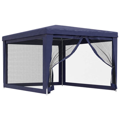 Party Tent with 4 Mesh Sidewalls Blue 3x4 m HDPE
