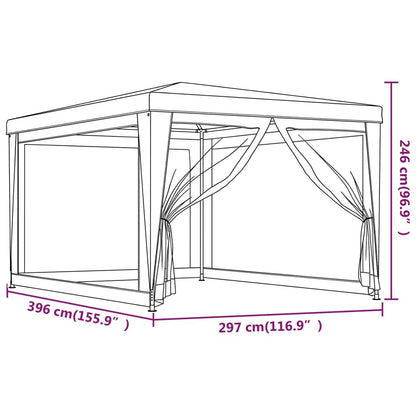 Party Tent with 4 Mesh Sidewalls Blue 3x4 m HDPE