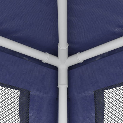 Party Tent with 8 Mesh Sidewalls Blue 3x9 m HDPE