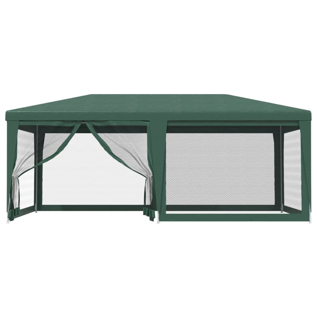 Party Tent with 6 Mesh Sidewalls Green 6x4 m HDPE