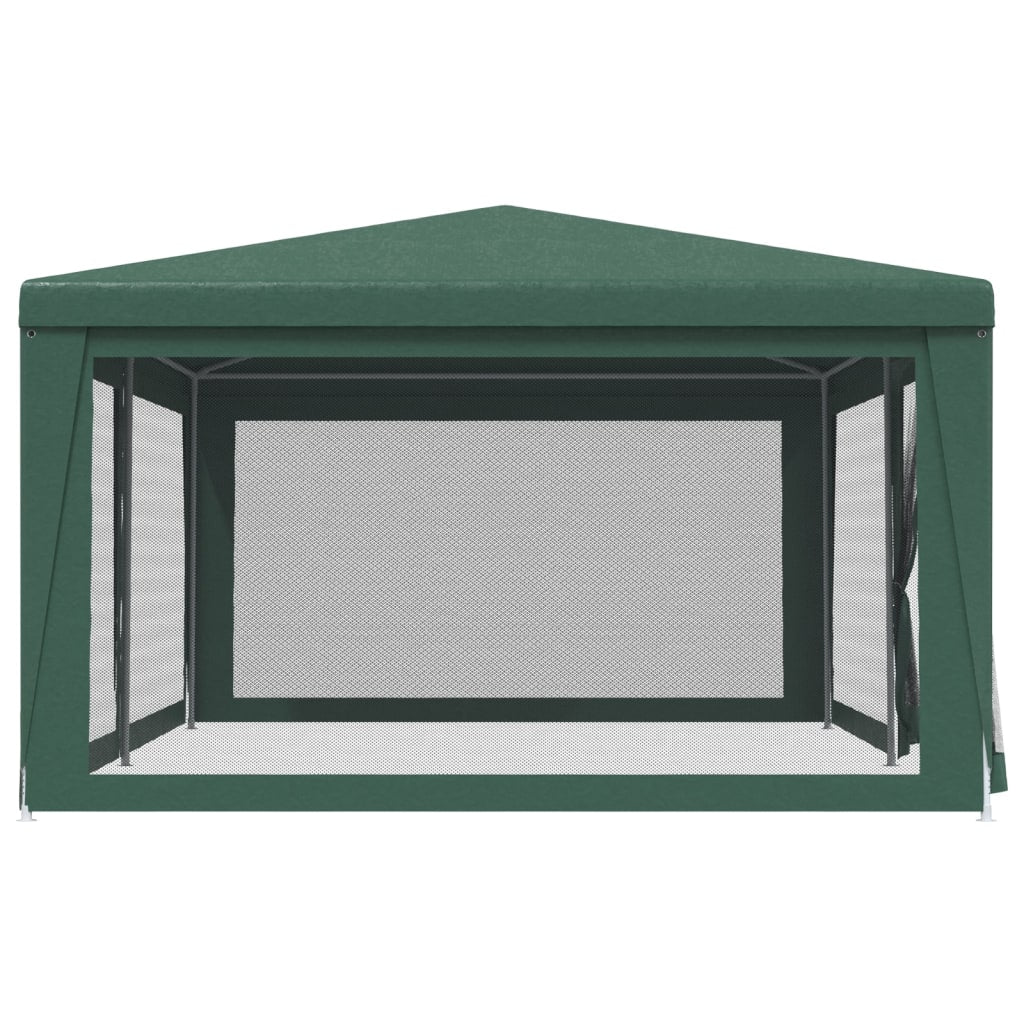Party Tent with 6 Mesh Sidewalls Green 6x4 m HDPE