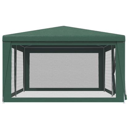 Party Tent with 6 Mesh Sidewalls Green 6x4 m HDPE