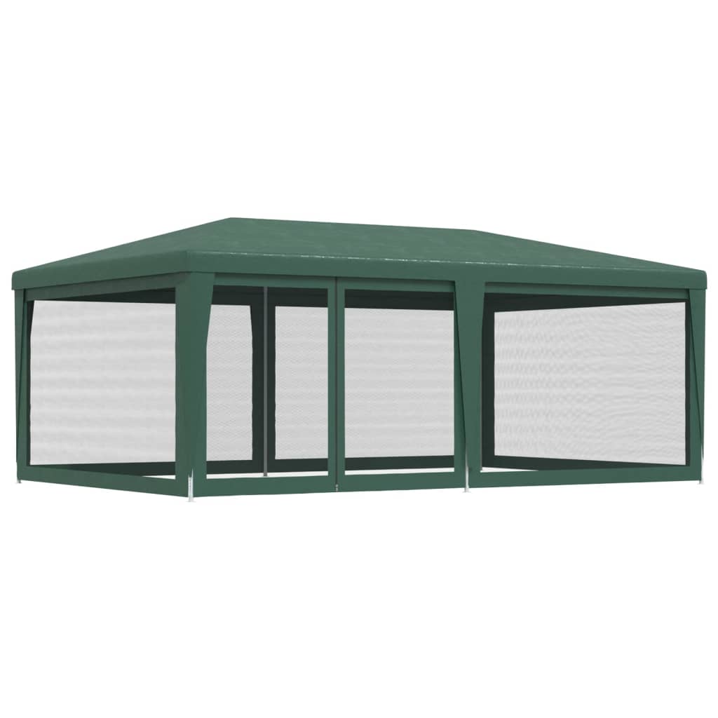 Party Tent with 6 Mesh Sidewalls Green 6x4 m HDPE