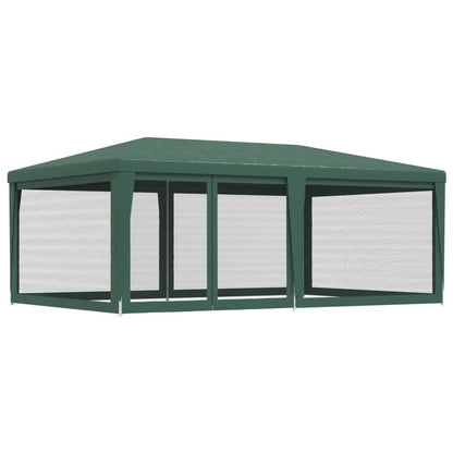 Party Tent with 6 Mesh Sidewalls Green 6x4 m HDPE