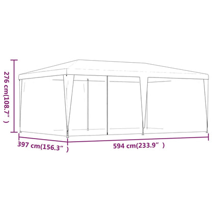 Party Tent with 6 Mesh Sidewalls Green 6x4 m HDPE