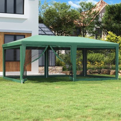 Party Tent with 6 Mesh Sidewalls Green 6x4 m HDPE