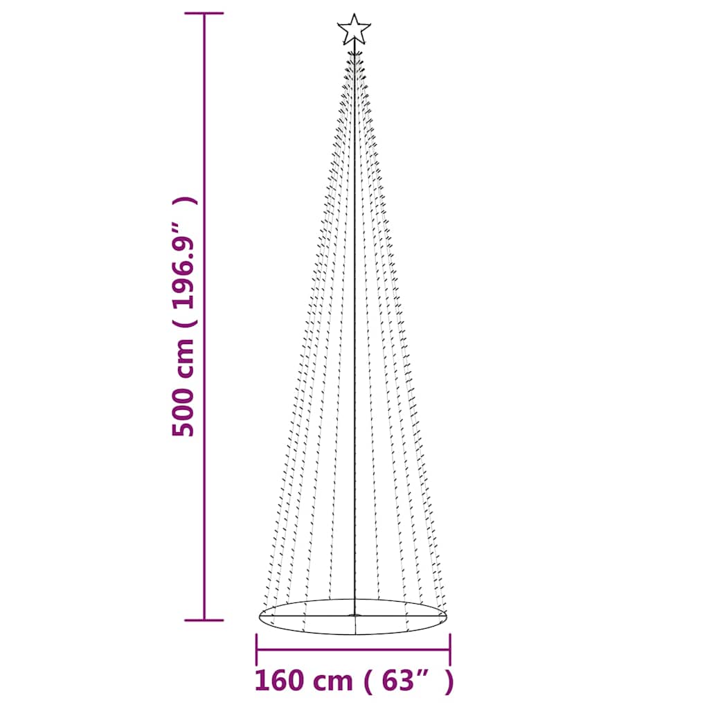 Christmas Cone Tree Warm White 732 LEDs 160x500 cm