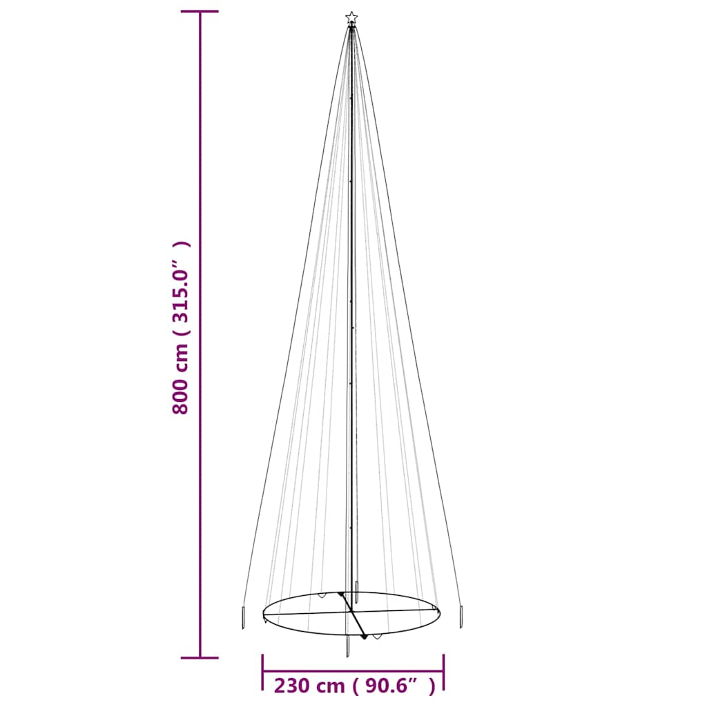 Christmas Cone Tree Warm White 1134 LEDs 230x800 cm