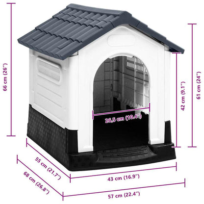 152228 vidaXL Dog House Grey 57x68x66 cm Polypropylene