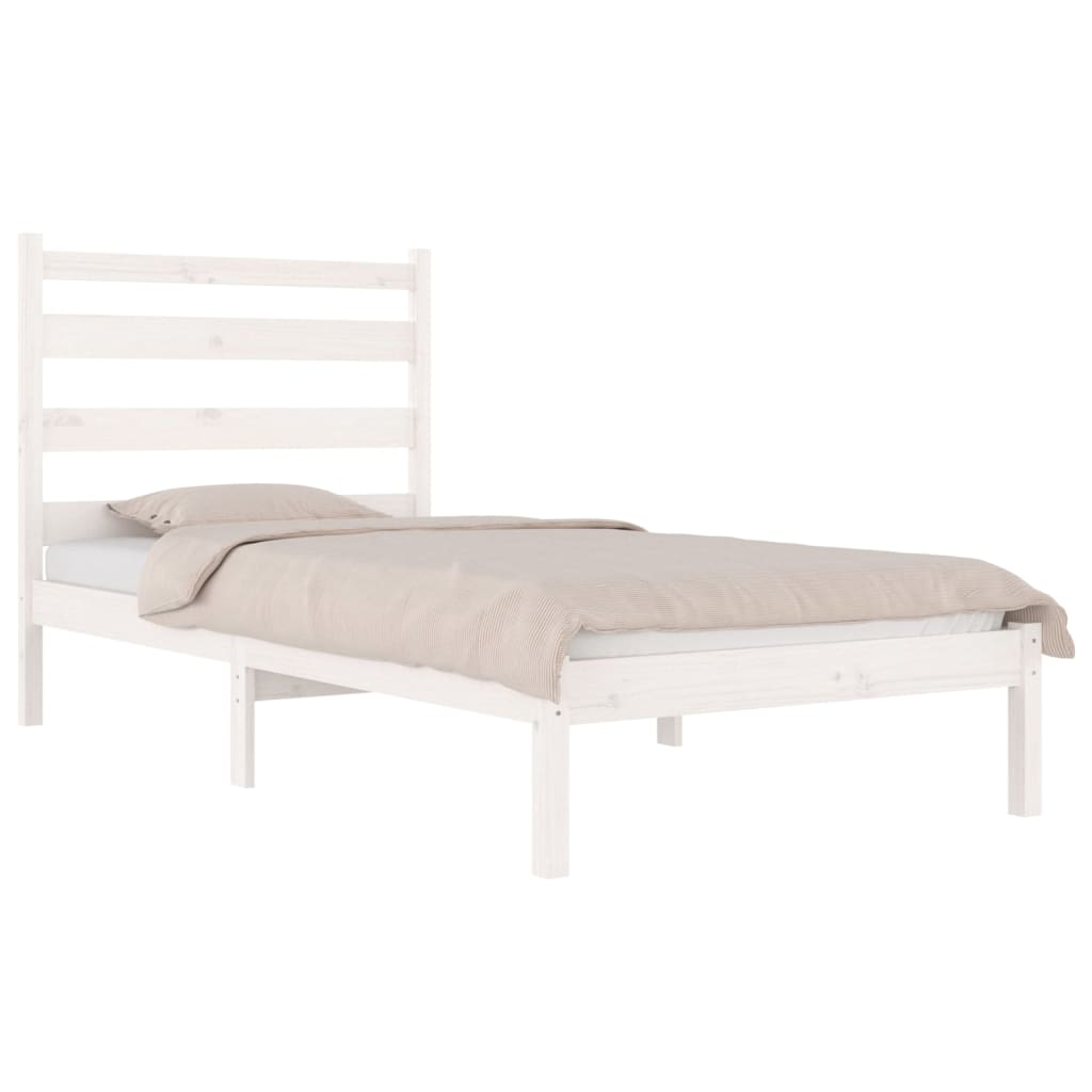 Bed Frame | White | Solid pine wood | Single | Bed Frame | Rectangular