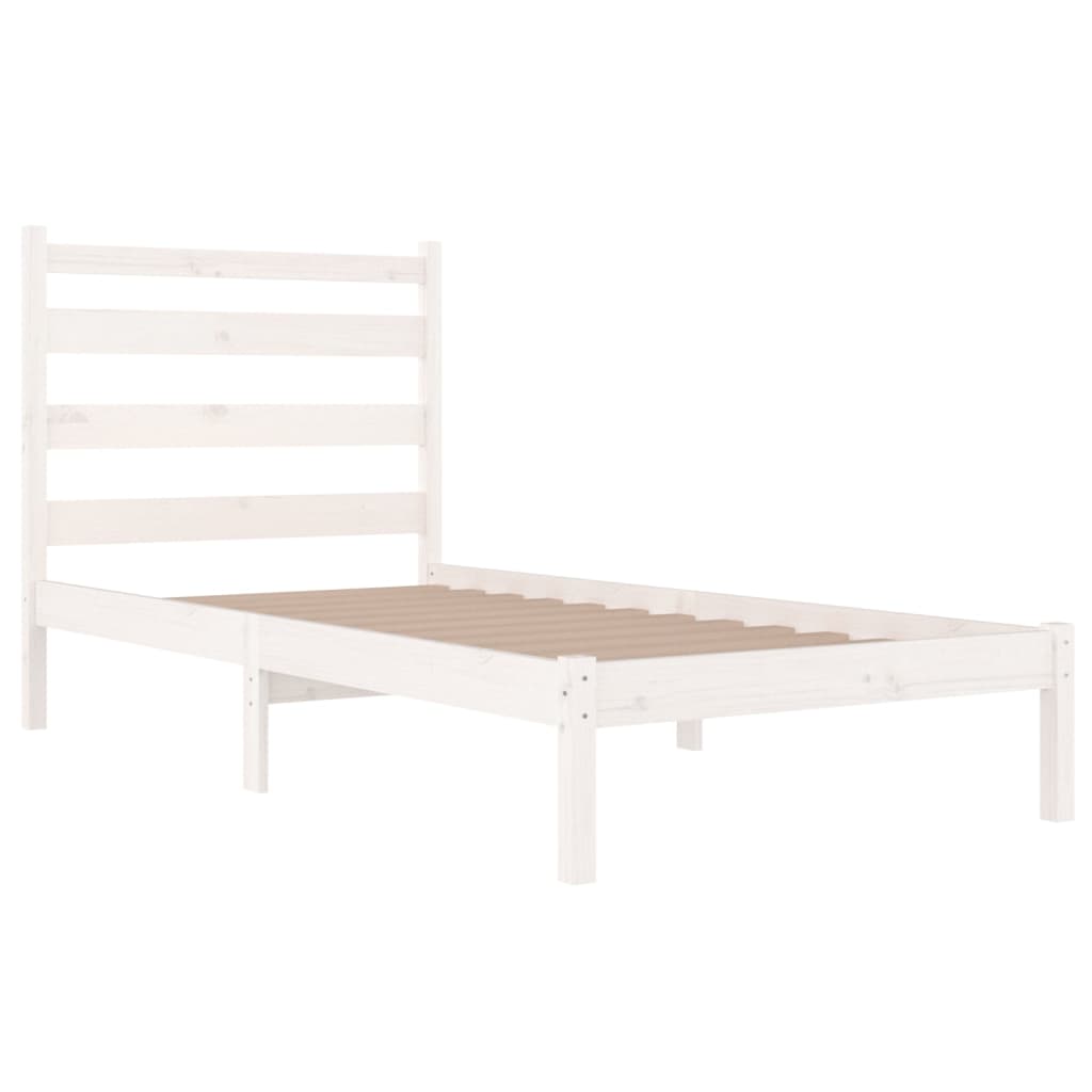 Bed Frame | White | Solid pine wood | Single | Bed Frame | Rectangular