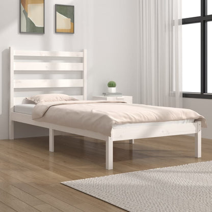 Bed Frame | White | Solid pine wood | Single | Bed Frame | Rectangular