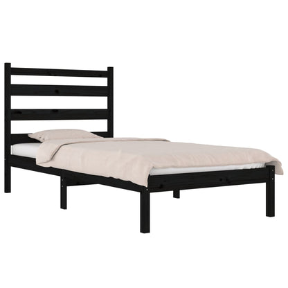 3103642 vidaXL Bed Frame without Mattress Black Solid Wood 100x200 cm (810011+818409)