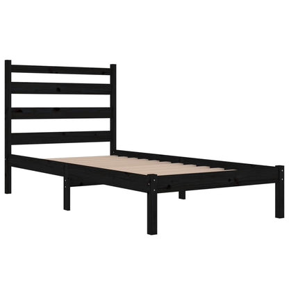 3103642 vidaXL Bed Frame without Mattress Black Solid Wood 100x200 cm (810011+818409)