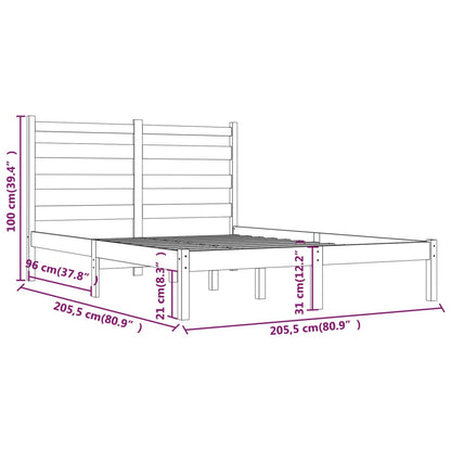 3103672 vidaXL Bed Frame without Mattress Black Solid Wood 200x200 cm (810041+818444)