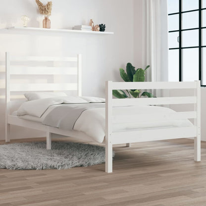 Bed Frame without Mattress Solid Wood Pine 100x200 cm White