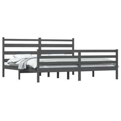 Bed Frame | Grey | Solid pine wood | 200x200 cm |  Durable  | Bed Frame