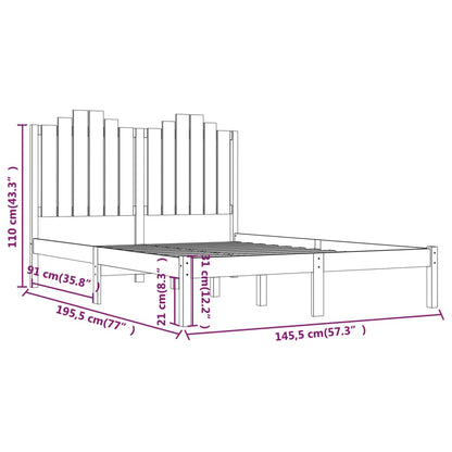 3103762 vidaXL Bed Frame without Mattress Black Solid Wood 140x190 cm (810001+818474)