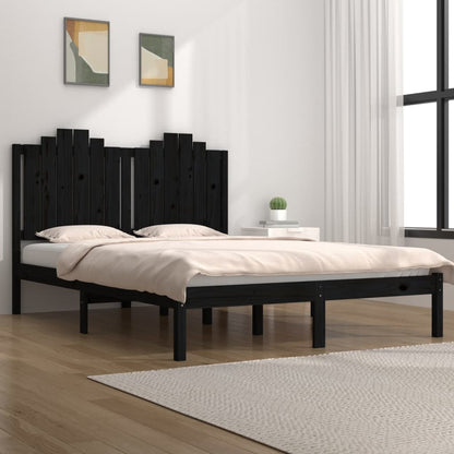 3103802 vidaXL Bed Frame without Mattress Black Solid Wood 200x200 cm (810041+818494)