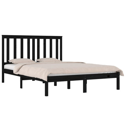 Bed Frame | Black | Solid Pine Wood | Double | Durable | Bed Frame
