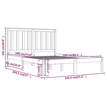 Bed Frame | Black | Solid Pine Wood | Double | Durable | Bed Frame