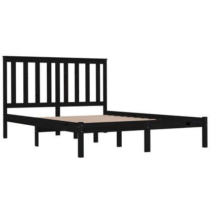 Bed Frame | Black | Solid pine wood | 200x200 cm | Durable | Bed Frame