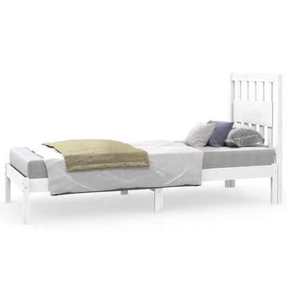 Bed Frame without Mattress White Solid Wood Small Single