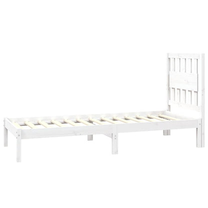 Bed Frame without Mattress White Solid Wood Small Single