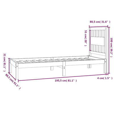 Bed Frame without Mattress White Solid Wood Small Single
