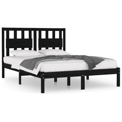 Bed Frame | Black | Solid pine wood | Double Bed |  Durable  | Bed Frame
