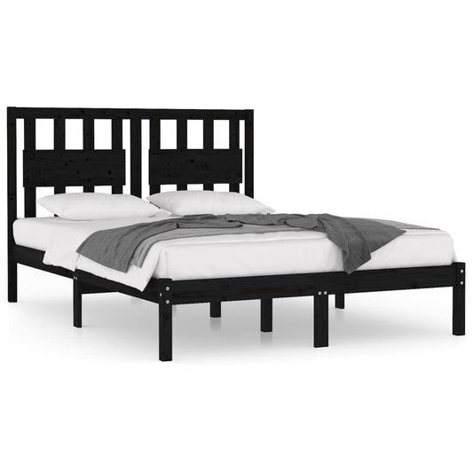 Bed Frame | Black | Solid pine wood | Double Bed |  Durable  | Bed Frame