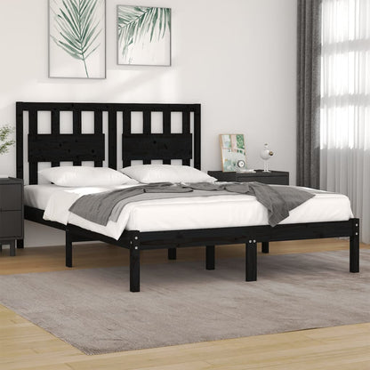 Bed Frame | Black | Solid pine wood | Double Bed |  Durable  | Bed Frame