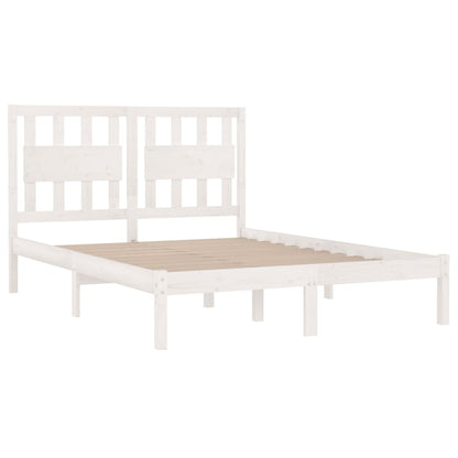 Bed Frame | White | Solid pine wood | 120 x 200 cm |  Decorative Inlays