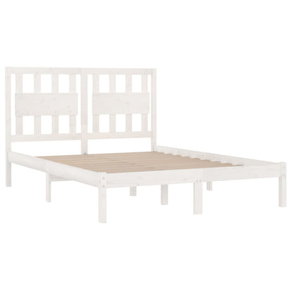 Bed Frame | White | Solid pine wood | 160 x 200 cm | Durable | Bed Frame