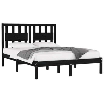 3103957 vidaXL Bed Frame without Mattress Black Solid Wood 200x200 cm (810041+818594)